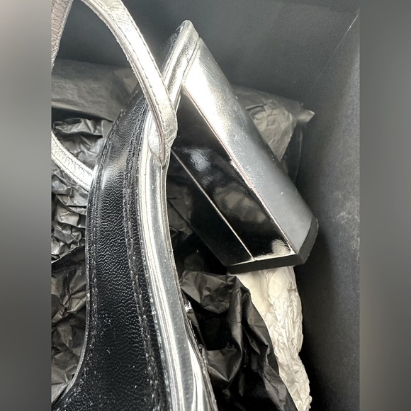 Maje Silver Platform Sandals with Bejewelled Clasps - 38 - Picture 12 of 13